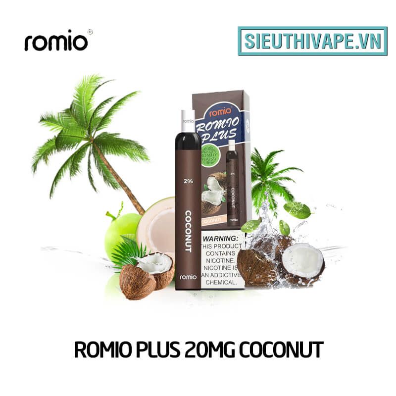  Romio Plus 20mg Coconut - Disposable Pod dùng 1 lần 