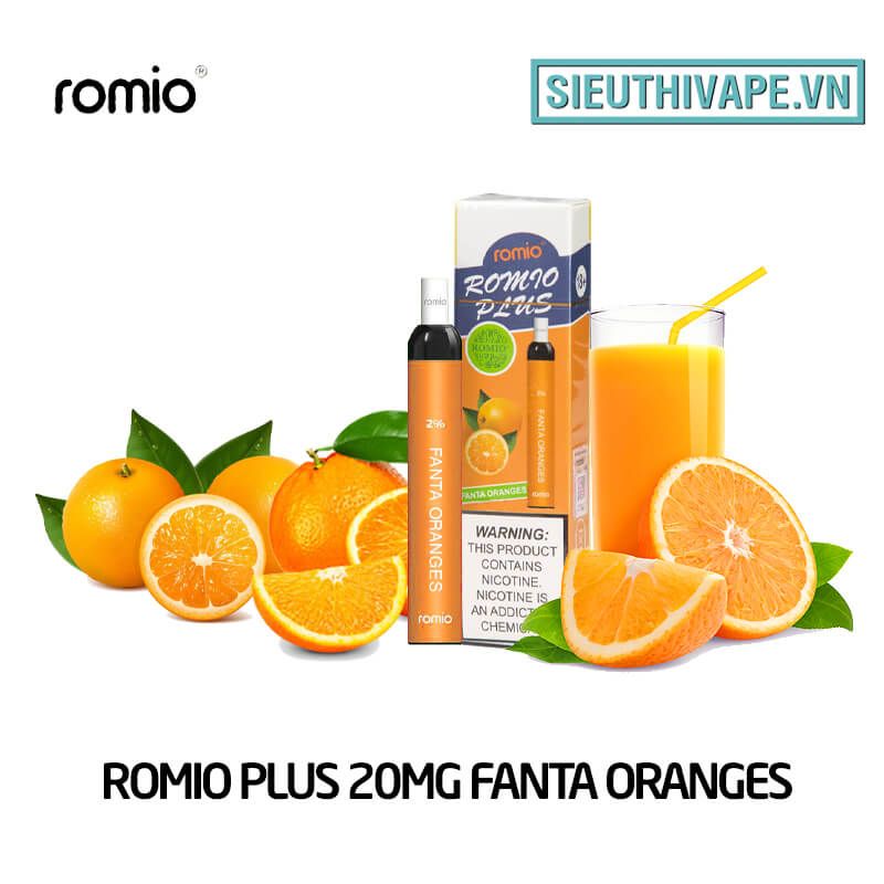  Romio Plus 20mg Fanta Oranges - Disposable Pod dùng 1 lần 