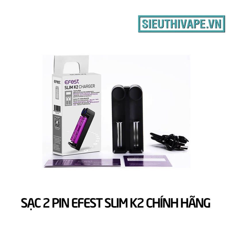  Sạc 2 Pin Efest SLIM K2 Chính Hãng 