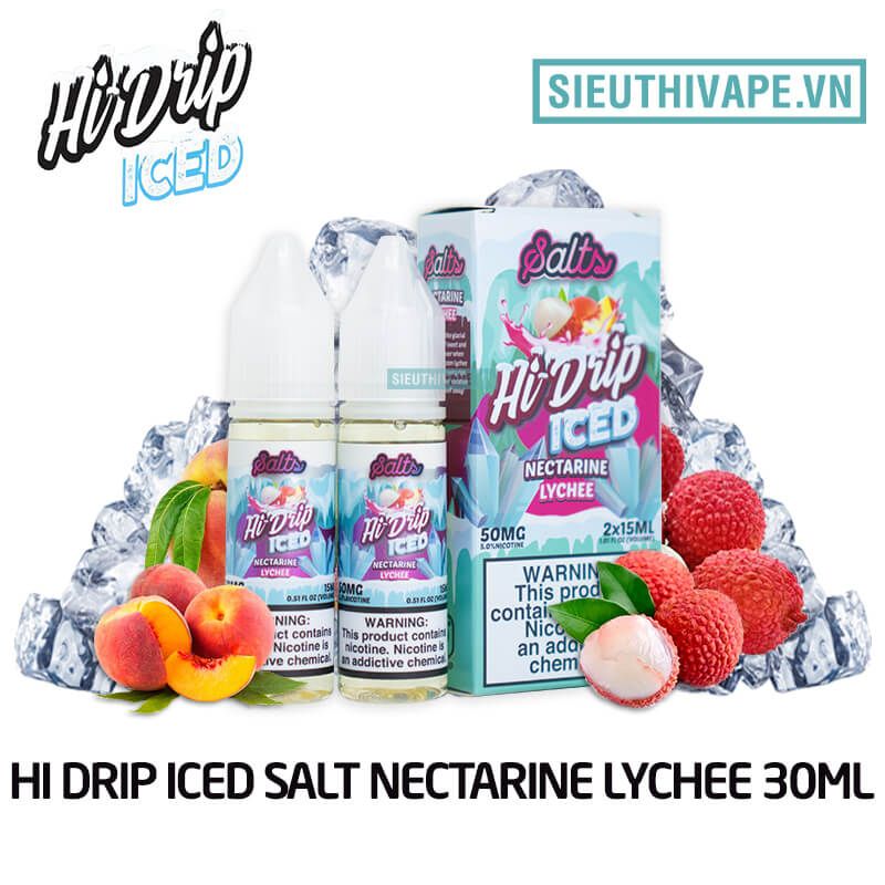  Hi Drip ICED Salt Nectarine Lychee 30ml - Tinh Dầu Salt Nic Mỹ 