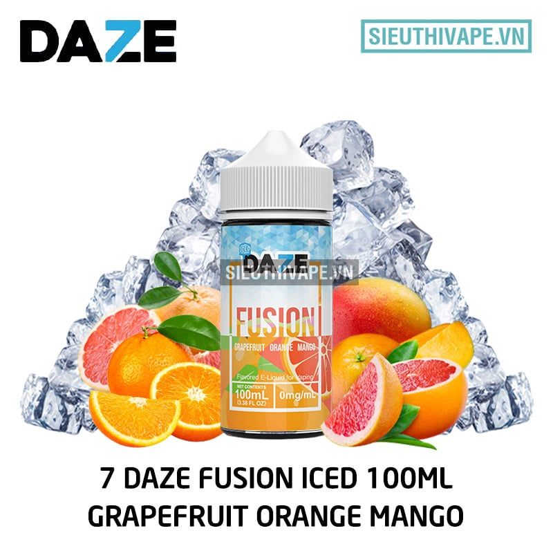  7 Daze Fusion Iced Grapefruit Orange Mango 100ml - Tinh Dầu Vape Chính Hãng 