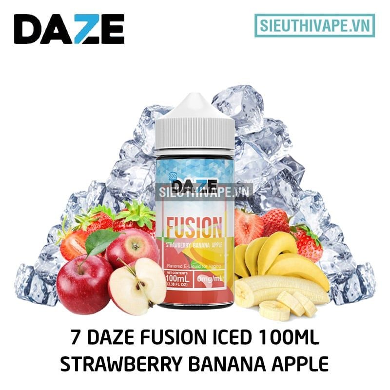 7 Daze Fusion Iced Strawberry Banana Apple 100ml - Tinh Dầu Vape Chính Hãng 