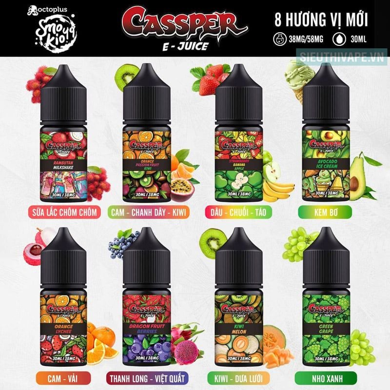  Smokio 49 Cassper Salt Green Grape 30ml - Tinh Dầu Salt Nic Chính Hãng 