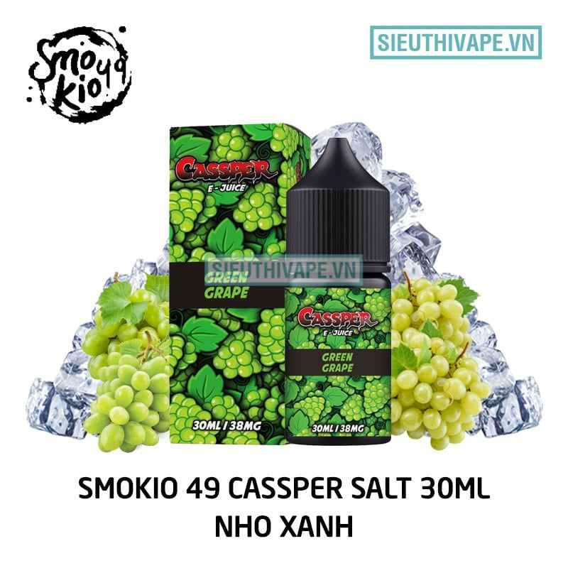  Smokio 49 Cassper Salt Green Grape 30ml - Tinh Dầu Salt Nic Chính Hãng 