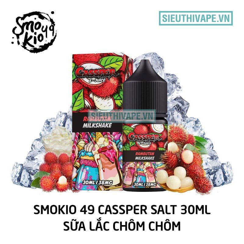  Smokio 49 Cassper Salt Rambutan Milkshake 30ml - Tinh Dầu Salt Nic Chính Hãng 