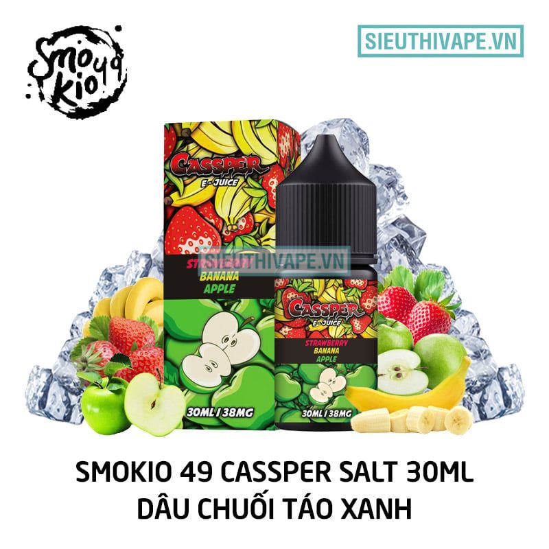  Smokio 49 Cassper Salt Strawberry Banana Apple 30ml - Tinh Dầu Salt Nic Chính Hãng 
