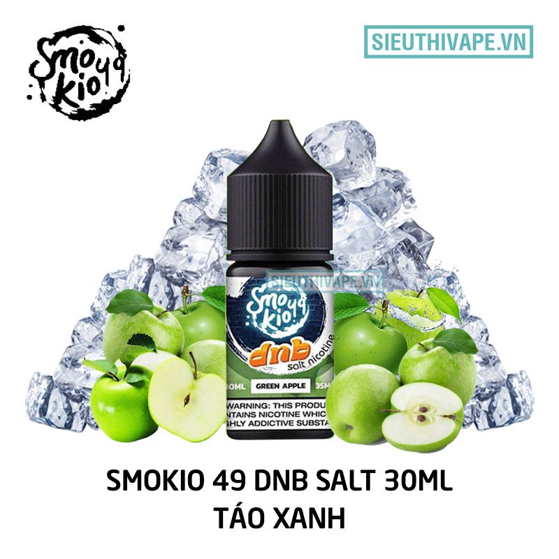  Smokio 49 DNB Salt Green Apple 30ml - Tinh Dầu Saltnic Chính Hãng 