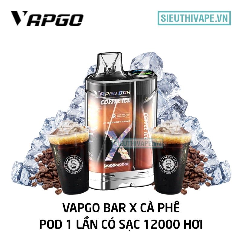  Vapgo Bar X Coffee Ice - Pod 1 Lần Có Sạc 12000 Hơi 
