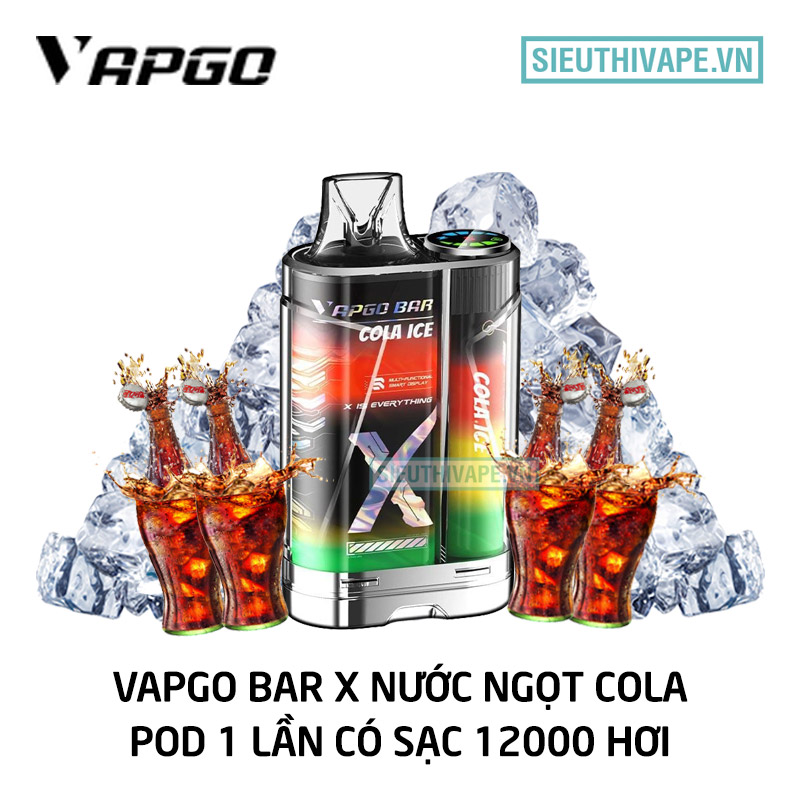 Vapgo Bar X 12000 hơi nước ngọt cola pod 1 lần lạnh