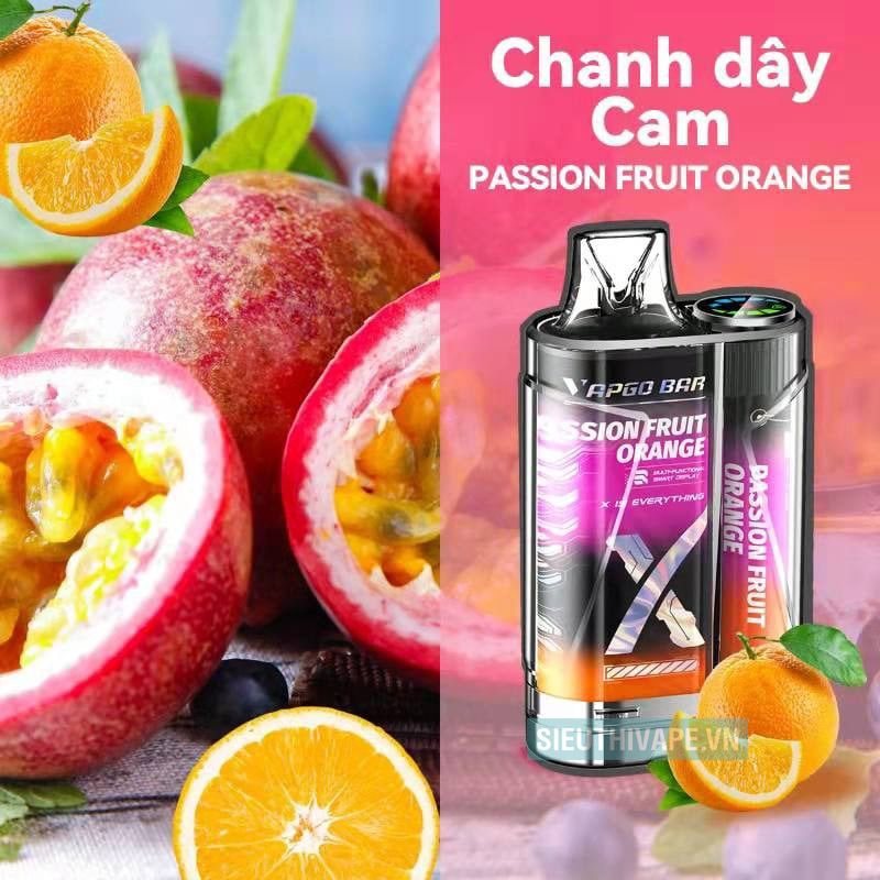  Vapgo Bar X Passion Fruit Orange - Pod 1 Lần Có Sạc 12000 Hơi 