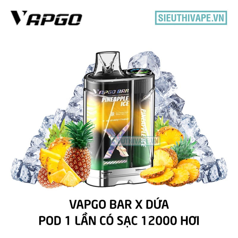 Vapgo Bar X 12000 hơi dứa lạnh pod 1 lần giá rẻ