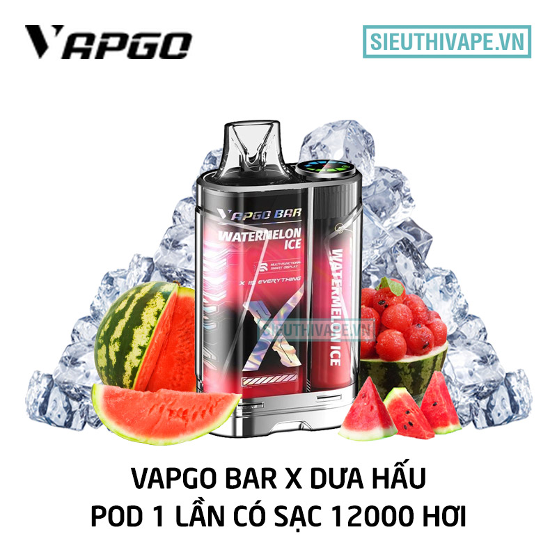 Vapgo Bar X 12000 hơi dưa hấu lạnh pod 1 lần ni cao