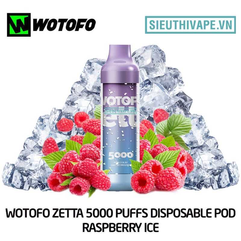  Wotofo Zetta Raspberry Ice - Pod 1 Lần 5000 Hơi Có Sạc 