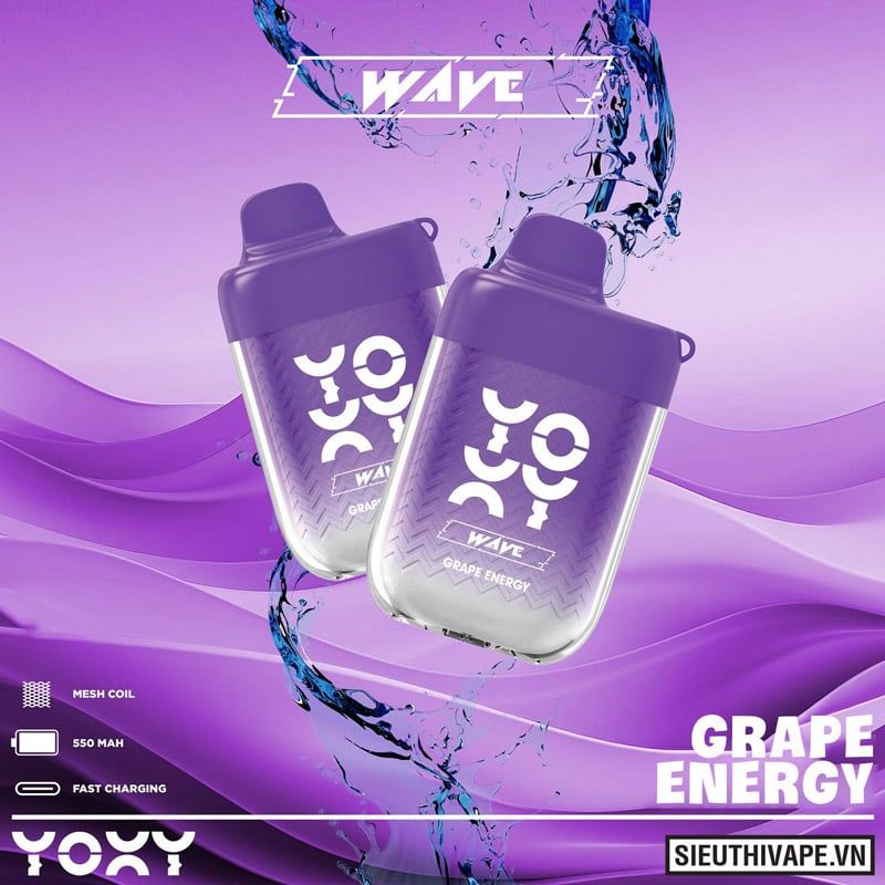  Yoxy Wave Grape Energy - Pod 1 Lần Có Sạc 9000 Hơi 
