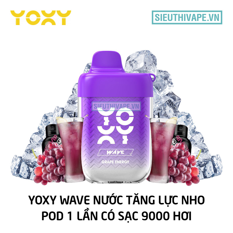 yoxy wave nước tăng lực hương nho 9000 hơi pod dùng 1 lần giá rẻ