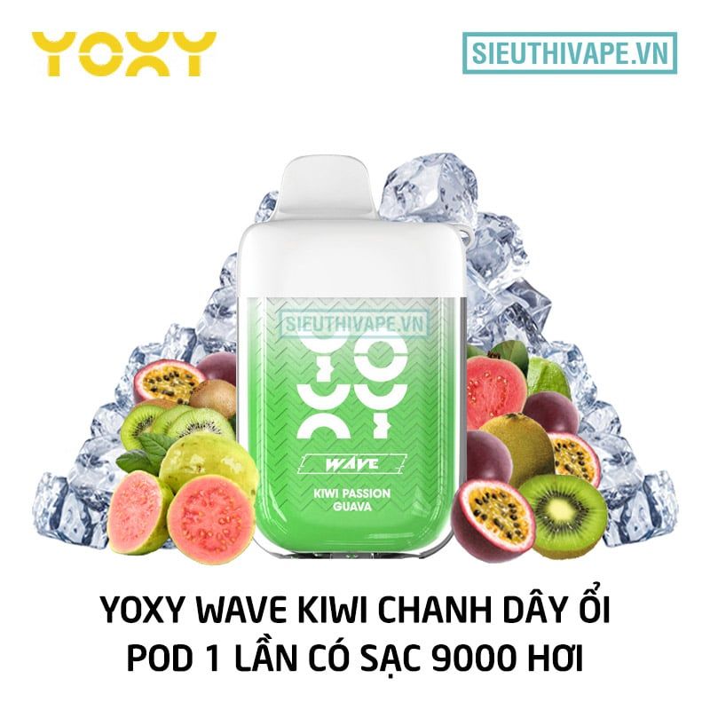  Yoxy Wave Kiwi Passion Guava - Pod 1 Lần Có Sạc 9000 Hơi 