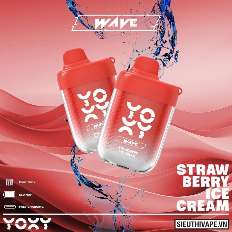  Yoxy Wave Strawberry Ice Cream - Pod 1 Lần Có Sạc 9000 Hơi 