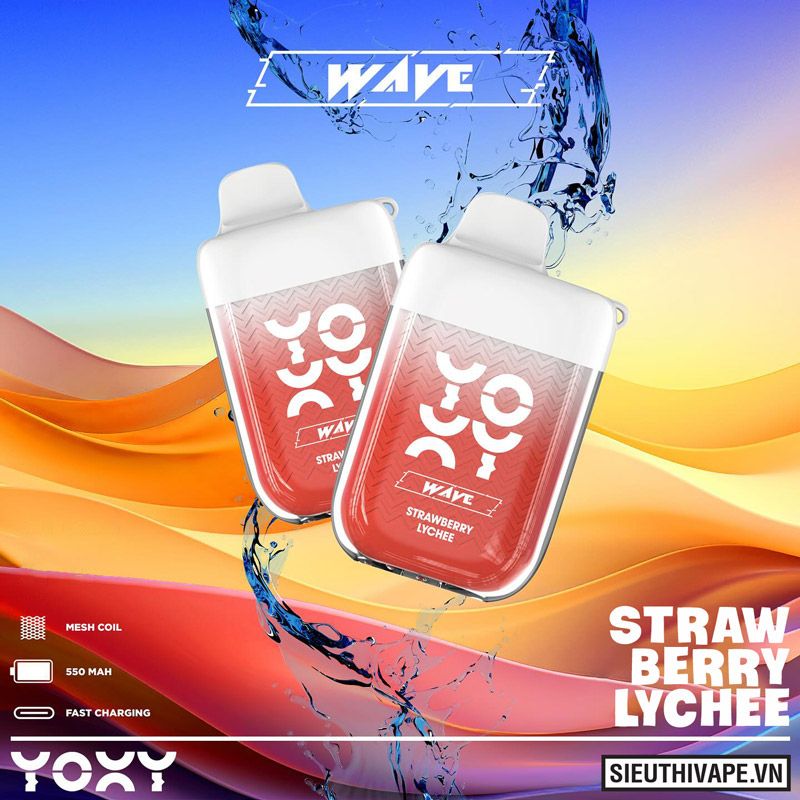  Yoxy Wave Strawberry Lychee - Pod 1 Lần Có Sạc 9000 Hơi 