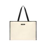  Canvas/Leather Tote Bag ( Cream White ) 