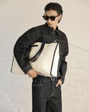  Canvas/Leather Tote Bag ( Cream White ) 
