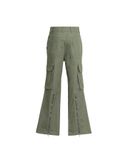  Flare Kaki Zipped Pants ( Olive ) 