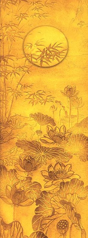 TRANH TREO PHÒNG THỜ KHỔ DỌC - TRANH TRÚC CHỈ HOA SEN - KHUNG GỖ | MÃ 104TTC