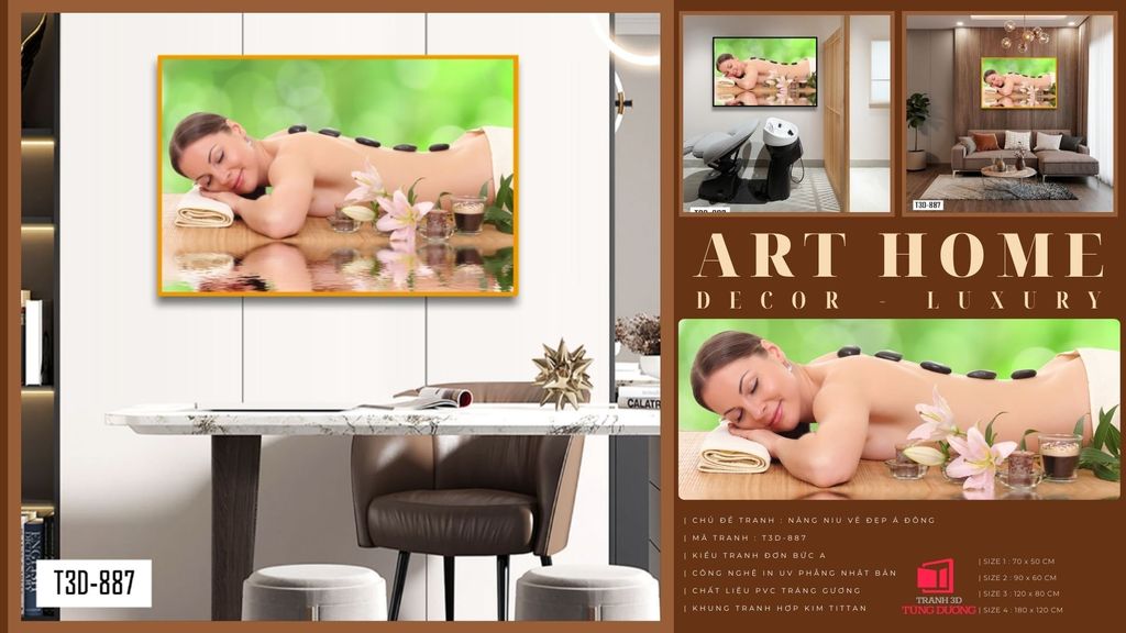TRANH TREO TƯỜNG KHUNG HỢP KIM - TRANH SPA - MÃ T3D-887