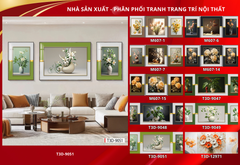 BST 717 - TRANH TREO PHÒNG KHÁCH - TRANH TRANG TRÍ - TRANH TREO TƯỜNG HOA - BÌNH HOA - KIỂU TRANH GHÉP BỘ 3 BỨC