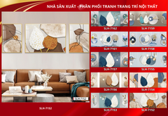 BST 718 - TRANH TREO PHÒNG KHÁCH HIỆN ĐẠI - TRANH TRANG TRÍ - TRANH TREO TƯỜNG LÁ BẠCH QUẢ - KIỂU TRANH GHÉP BỘ 3 BỨC