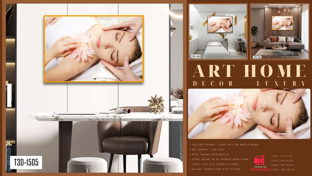 TRANH TREO TƯỜNG KHUNG HỢP KIM - TRANH SPA - MÃ T3D-1505