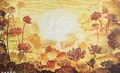 TRANH TREO PHÒNG THỜ - TRANH ĐIỆN TRÚC CHỈ HOA SEN - KHUNG GỖ | MÃ 61TTC