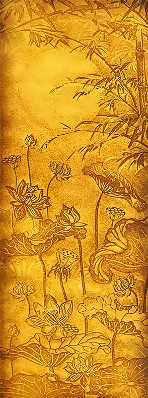 TRANH TREO PHÒNG THỜ KHỔ DỌC - TRANH TRÚC CHỈ HOA SEN - KHUNG GỖ | MÃ 71TTC