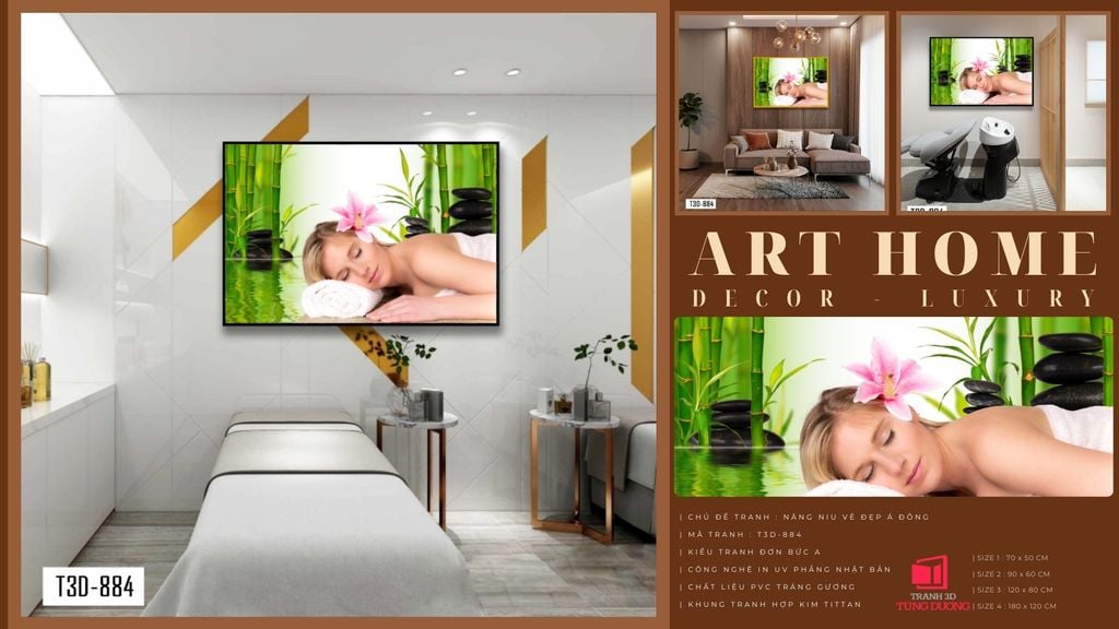 TRANH TREO TƯỜNG KHUNG HỢP KIM - TRANH SPA - MÃ T3D-884