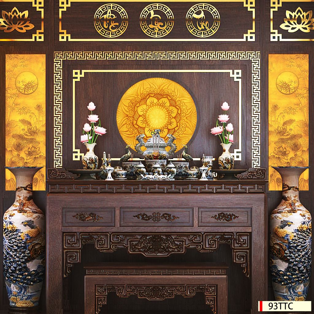 TRANH TREO PHÒNG THỜ - TRANH ĐIỆN TRÚC CHỈ MANDALA | MÃ 93TTC