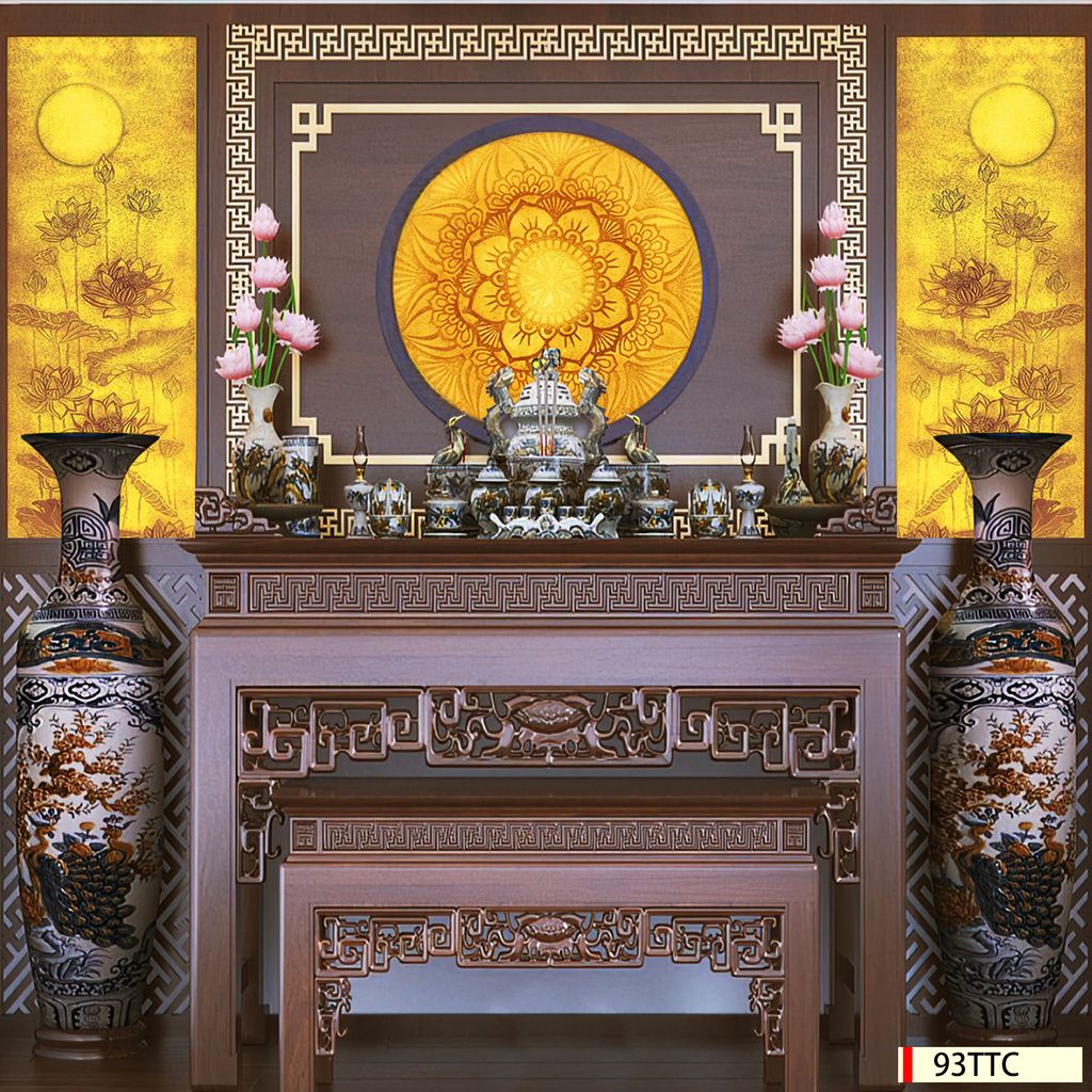 TRANH TREO PHÒNG THỜ - TRANH ĐIỆN TRÚC CHỈ MANDALA | MÃ 93TTC