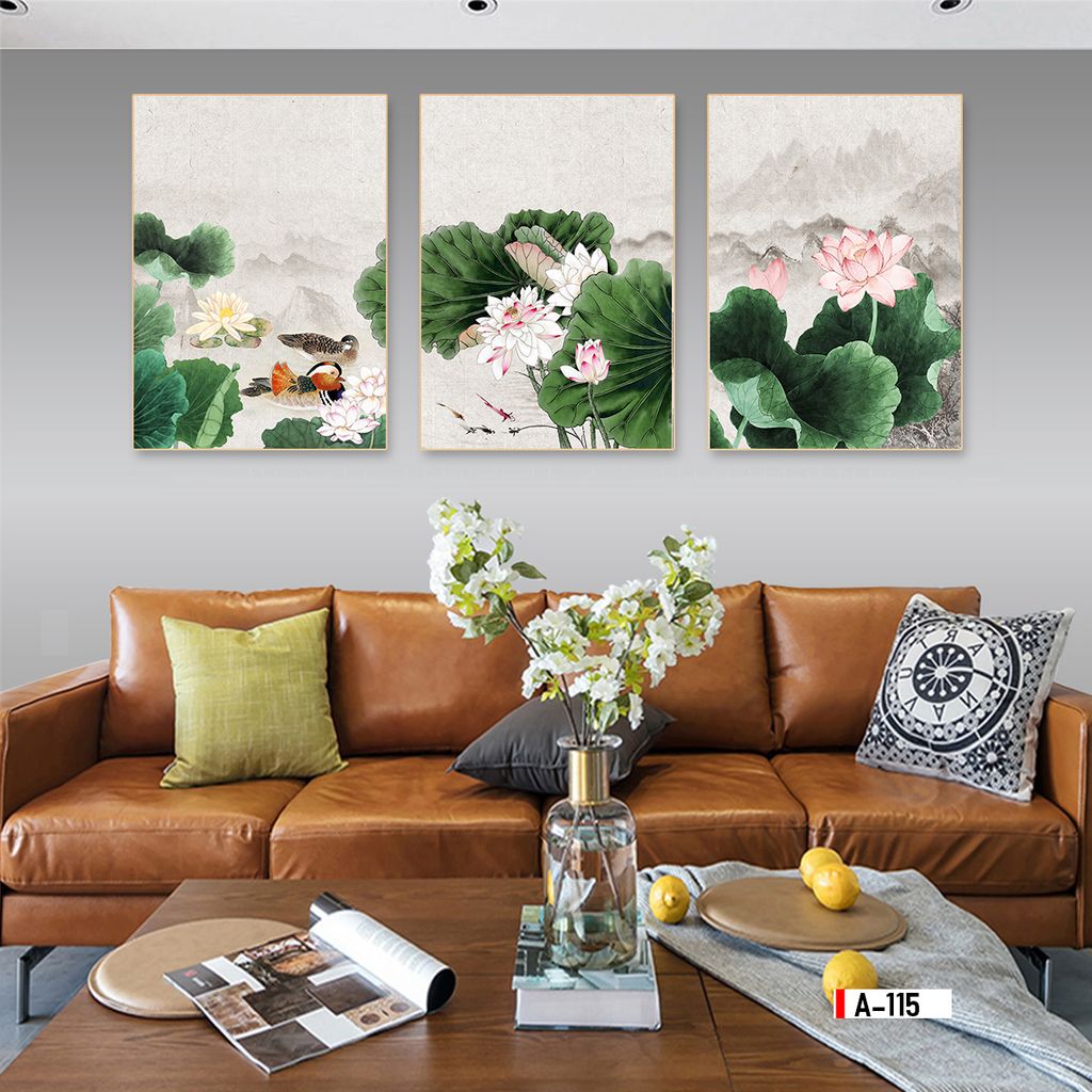 TRANH TREO TƯỜNG PHÒNG ĂN - PHÒNG KHÁCH - TRANH HOA 3D GHÉP BỘ 3 BỨC | MÃ A-115