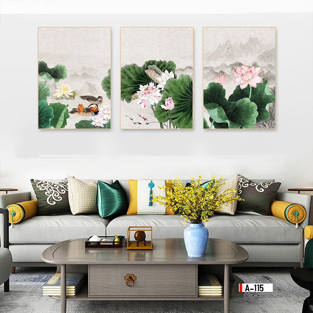 TRANH TREO TƯỜNG PHÒNG ĂN - PHÒNG KHÁCH - TRANH HOA 3D GHÉP BỘ 3 BỨC | MÃ A-115