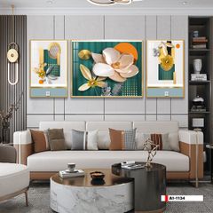 TRANH TREO TƯỜNG PHÒNG KHÁCH - TRANH HOA 3D GHÉP BỘ 3 BỨC | MÃ A1-1134