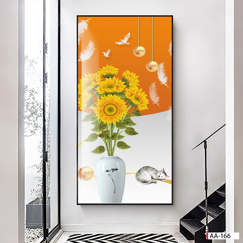 BST98 - TRANH TREO TƯỜNG - TRANG TRÍ HÀNH LANG, SẢNH, LỐI ĐI - CHỦ ĐỀ BÌNH HOA, HOA 3D - TRANH ĐƠN DỌC