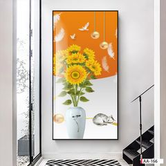 BST98 - TRANH TREO TƯỜNG - TRANG TRÍ HÀNH LANG, SẢNH, LỐI ĐI - CHỦ ĐỀ BÌNH HOA, HOA 3D - TRANH ĐƠN DỌC