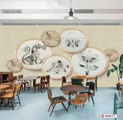 192 TRANH DÁN TƯỜNG 3D -TRANH QUÁN CAFE TRÀ SỮA - TRANH DÁN QUÁN ĂN  | MÃ TRANH AW073