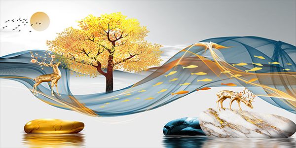 TRANH TREO TƯỜNG PHÒNG KHÁCH - PHÒNG NGỦ - SẢNH LỐI ĐI - TRANH HƯƠU TÀI LỘC | MÃ BB16020