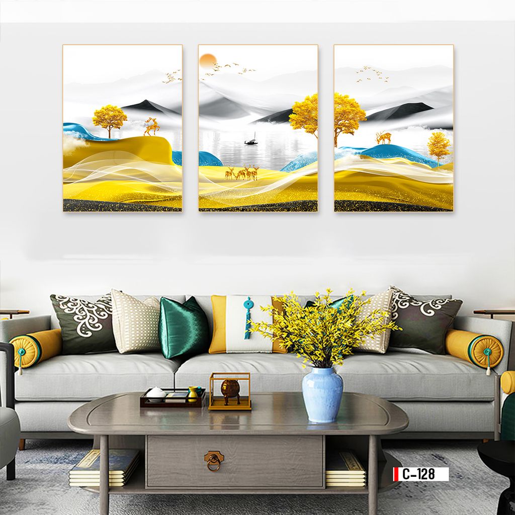 TRANH TREO TƯỜNG PHÒNG ĂN - PHÒNG KHÁCH - TRANH TĨNH VẬT GHÉP BỘ 3 BỨC | MÃ C-128