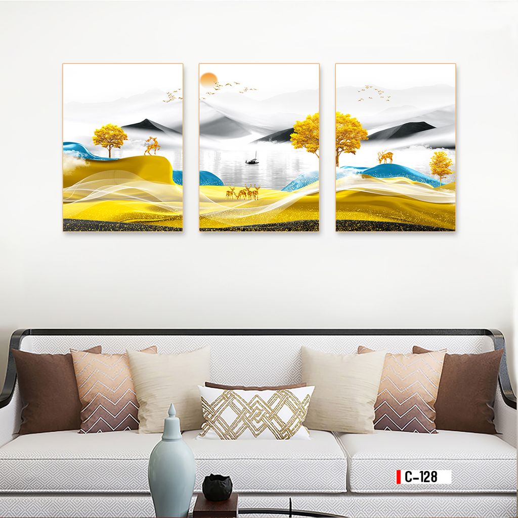 TRANH TREO TƯỜNG PHÒNG ĂN - PHÒNG KHÁCH - TRANH TĨNH VẬT GHÉP BỘ 3 BỨC | MÃ C-128