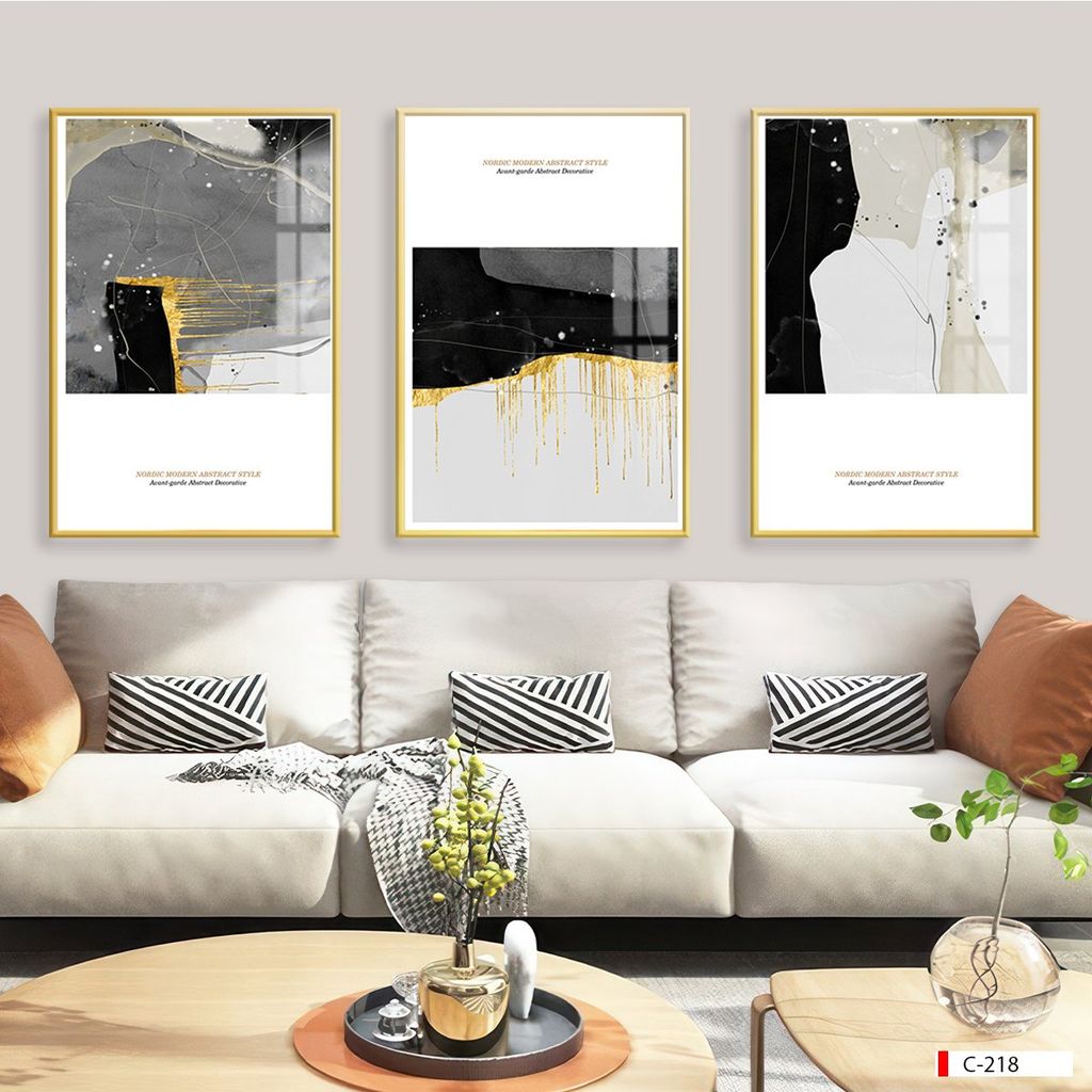 BST85 - TRANH TREO PHÒNG KHÁCH HIỆN ĐẠI - TRANH TRANG TRÍ - TRANH TREO HIỆN ĐẠI TRỪU TƯỢNG - TRANH GHÉP BỘ 3 BỨC |