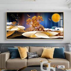 TRANH TREO TƯỜNG - TRANH TREO PHÒNG KHÁCH, PHÒNG ĂN - TRANH HƯƠU TÀI LỘC - KHỔ LỚN | Mã C-246
