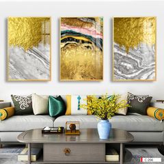 BST85 - TRANH TREO PHÒNG KHÁCH HIỆN ĐẠI - TRANH TRANG TRÍ - TRANH TREO HIỆN ĐẠI TRỪU TƯỢNG - TRANH GHÉP BỘ 3 BỨC |