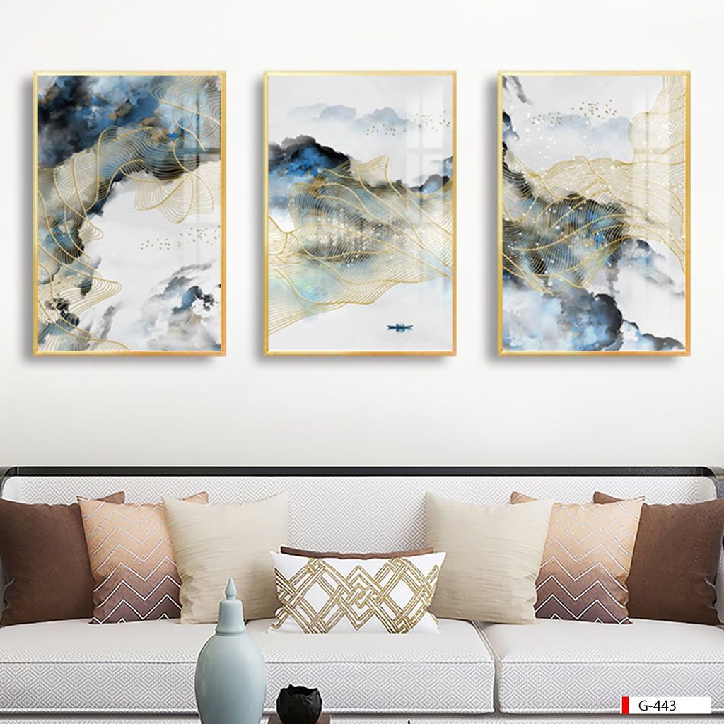 BST85 - TRANH TREO PHÒNG KHÁCH HIỆN ĐẠI - TRANH TRANG TRÍ - TRANH TREO HIỆN ĐẠI TRỪU TƯỢNG - TRANH GHÉP BỘ 3 BỨC |