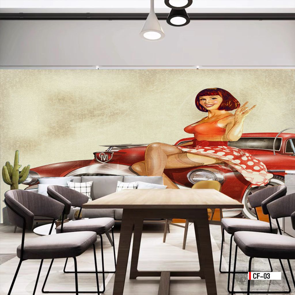 TRANH VẢI DÁN TƯỜNG 3D NHÀ HÀNG, CAFE - MÃ CF-03