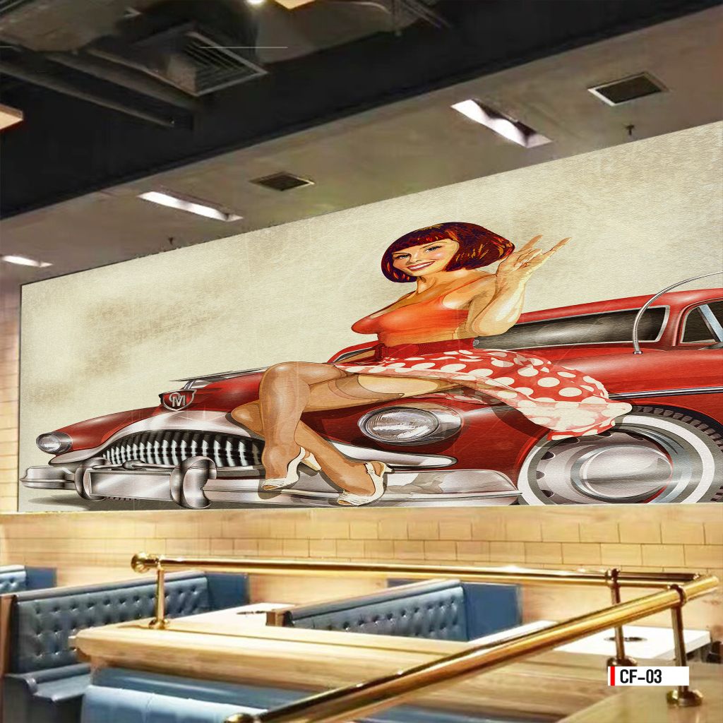 TRANH VẢI DÁN TƯỜNG 3D NHÀ HÀNG, CAFE - MÃ CF-03